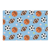 Balls Sports Themed Pattern For Boys Placemat (Back)