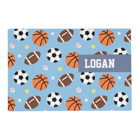 Balls Sports Themed Pattern For Boys Placemat