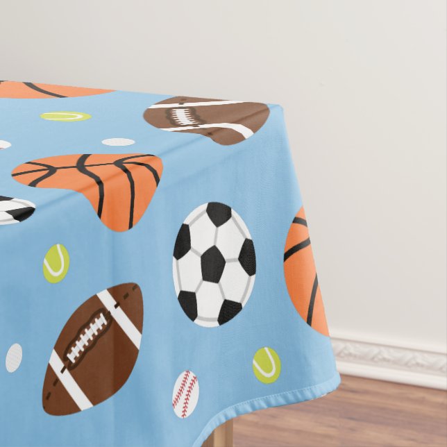 Balls Sports Themed Pattern For Boys Tablecloth (In Situ)