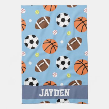 Balls Sports Themed Pattern For Boys Towel by RustyDoodle at Zazzle