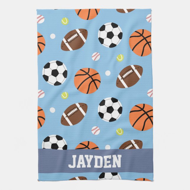 Balls Sports Themed Pattern For Boys Towel (Vertical)