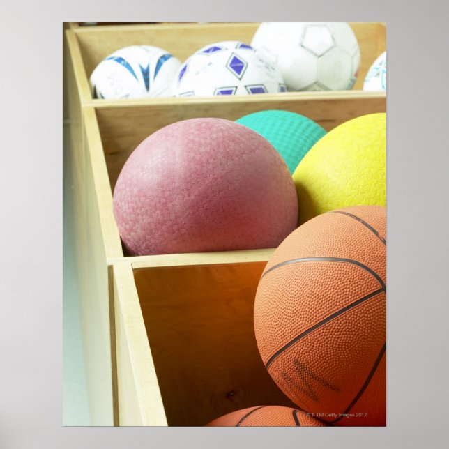 Balls stored in bins poster (Front)