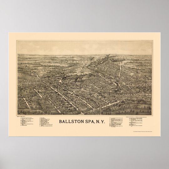Ballston Spa, NY Panoramic Map 1890 Poster