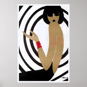 Bally Swirl Woman Vintage Retro Advertising Poster