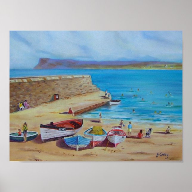 Ballycastle Harbour oil painting by Joanne Casey,  Poster (Front)