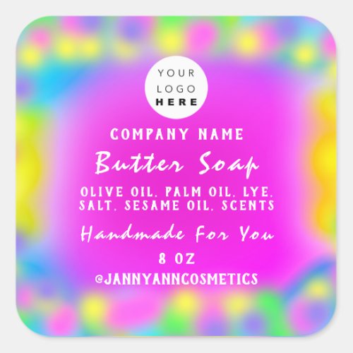 Balm Soap Cosmetics Holograph Custom Logo White Square Sticker