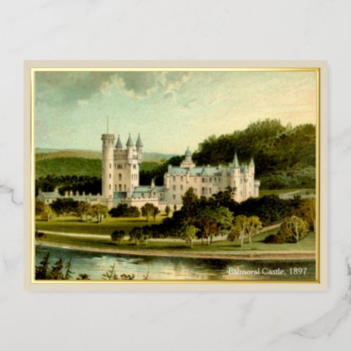 Balmoral Castle 1897 Restored High Resolution Gold Foil Invitation Postcard