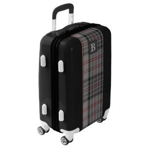 BALMORAL Grey TARTAN Letter Monogram (Can Edit) Luggage