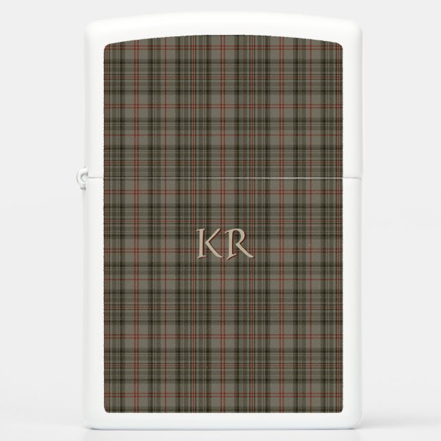 Balmoral Official Royal Tartan, monogram Plaid Zippo Lighter (Front)