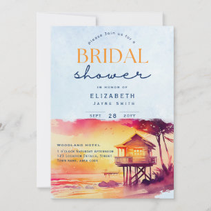 Balmy Days Tropical Sunset Beach Bridal Shower Invitation