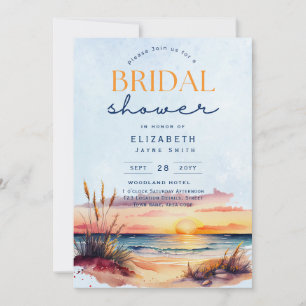 Balmy Days Tropical Sunset Beach Bridal Shower Invitation