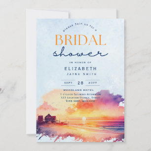 Balmy Days   Tropical Sunset Beach Bridal Shower Invitation