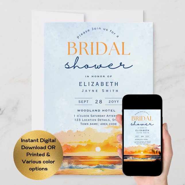 Balmy Days | Tropical Sunset Beach Bridal Shower Invitation (Creator Uploaded)