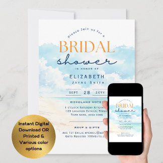 Balmy Days | Tropical Sunset Beach Bridal Shower Invitation