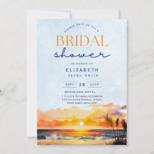 Balmy Days Tropical Sunset Beach Bridal Shower Invitation