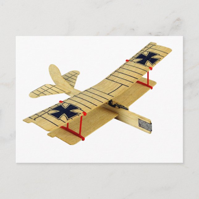 BALSA WOOD AEROPLANE POSTCARD (Front)