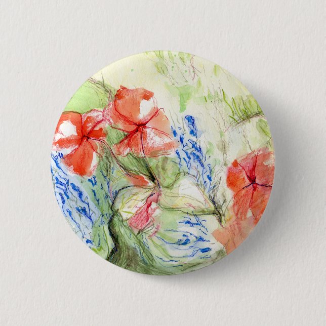 Balsam and Lobelia flowers Button (Front)