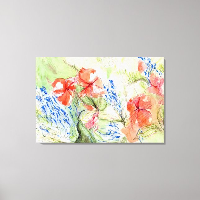 Balsam and Lobelia flowers Canvas Print (Front)