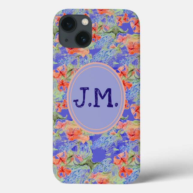 Balsam and Lobelia flowers & Initials Case-Mate iPhone Case (Back)