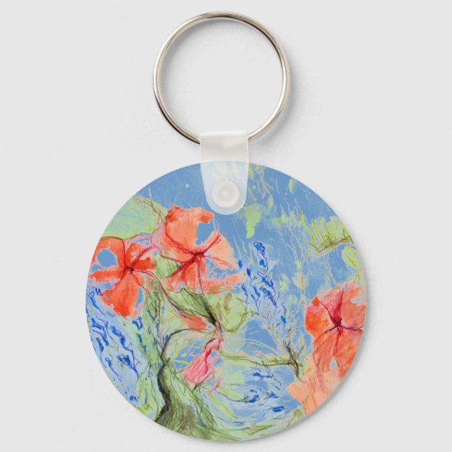Balsam and Lobelia flowers Keychain (Front)
