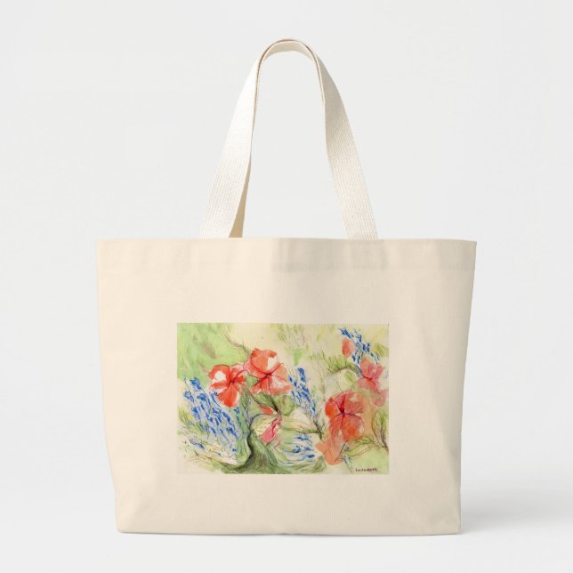Balsam and Lobelia flowers Large Tote Bag (Front)