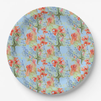 Balsam and Lobelia flowers Plate