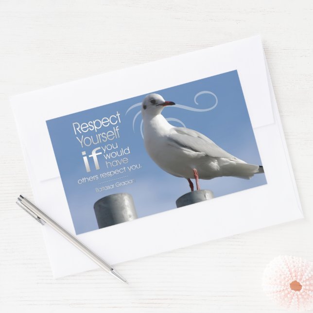 Baltasar Gracian Inspirational Quote "Respect" Rectangular Sticker (Envelope)