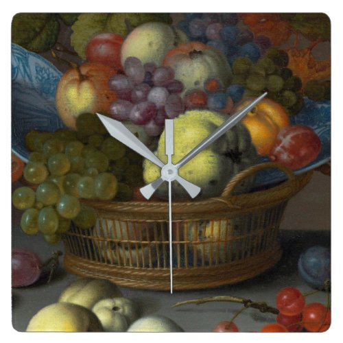 Balthasar Van Der Ast - Basket Of Fruitsc. Square Wall Clock