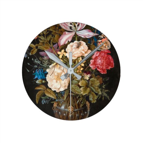 Balthasar Van Der Ast - Still-Life With Flowers. Round Clock