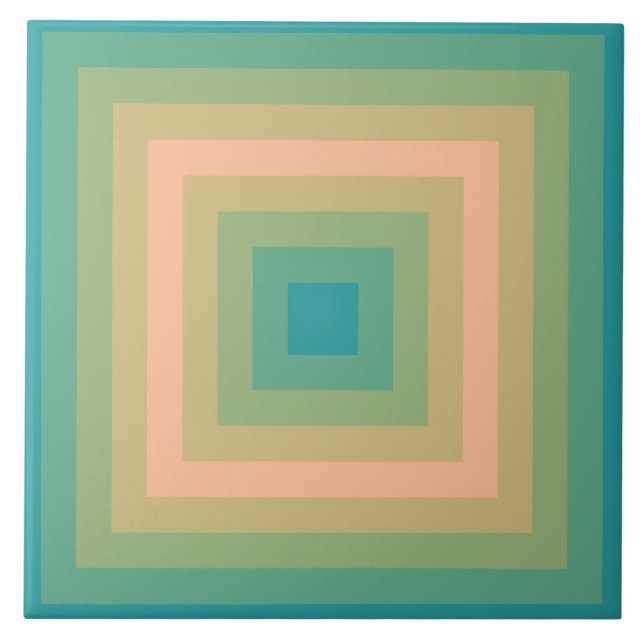 Baltic Fuzzy Peach Squares Ceramic Tile (Front)