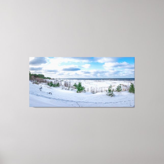 Baltic sea coast covered in snow in winter canvas print (Front)