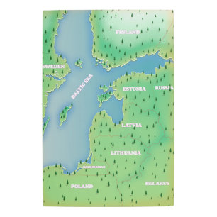 Baltic sea map jigsaw puzzle metal print