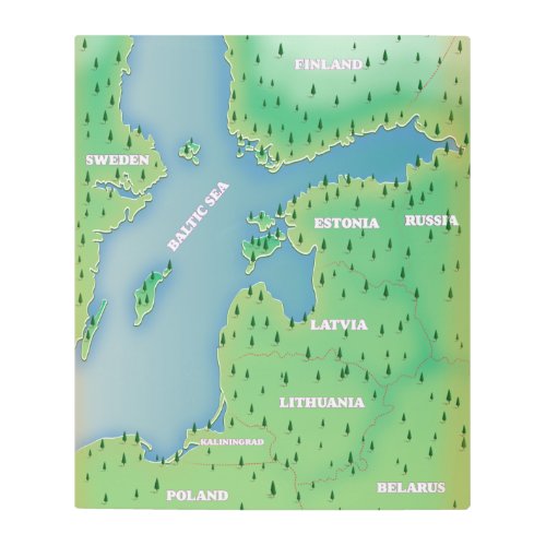 Baltic sea map metal print