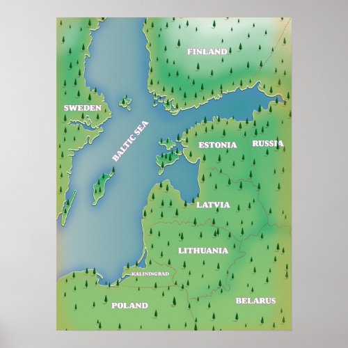 Baltic sea map poster