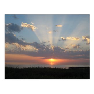 Baltic Sea Sunset with Rays of Light Postcard