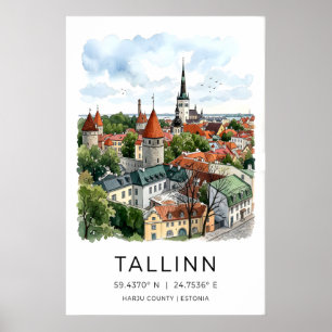 Baltic Tallinn City Wall Art - Illustrated Old