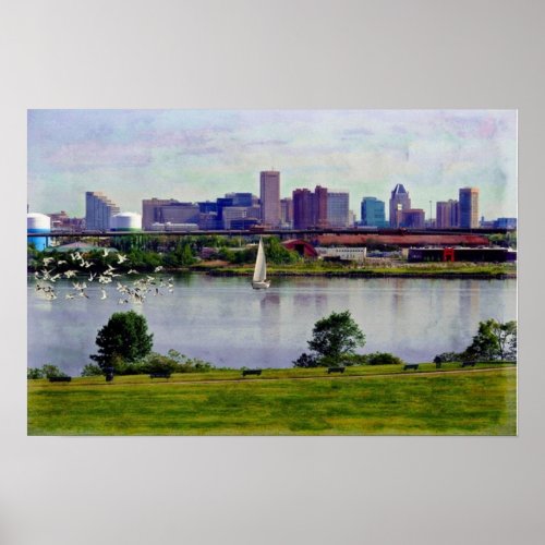 Baltiimore Skyline from South Baltimore Maryland  Poster
