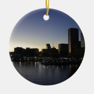 Baltimore at Night Ceramic Ornament