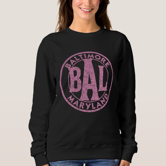 Baltimore BAL Circle Sign Distressed Pink Print Sweatshirt (Front)