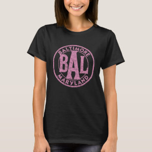 Baltimore BAL Circle Sign Distressed Pink Print T-Shirt