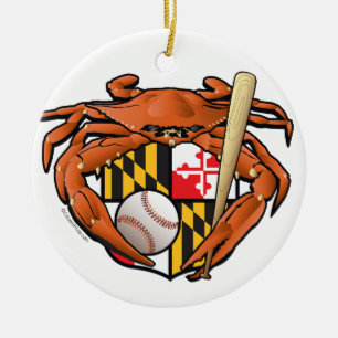 Baltimore Baseball Sports Crab Ceramic Ornament