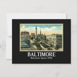 Baltimore, Charles St, Monument Square Vintage Postcard