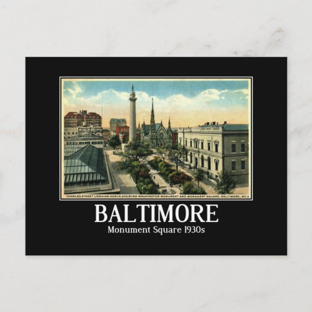Baltimore, Charles St, Monument Square Vintage  Postcard (Front)