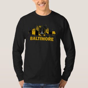 Baltimore City Flag Downtown Skyline Baltimore Sky T-Shirt