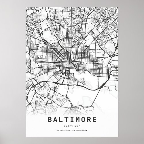 Baltimore City Map Poster