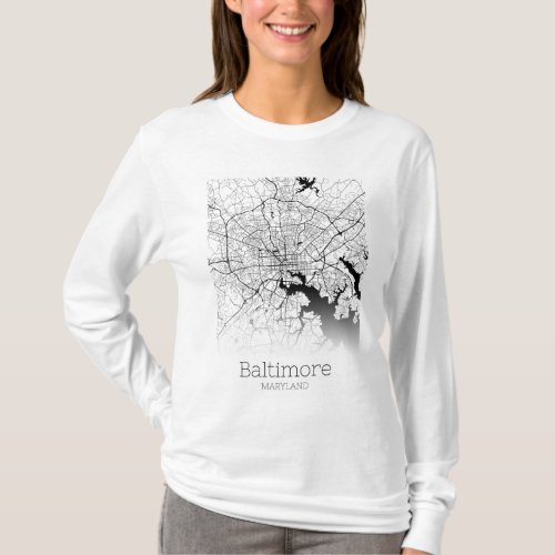 Baltimore City Map T_Shirt