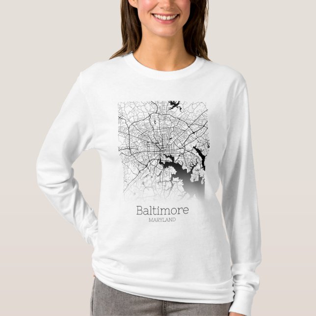 Baltimore City Map T-Shirt (Front)