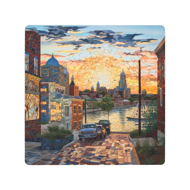 Baltimore City Stained Glass Design Metal Wall Art (Front)