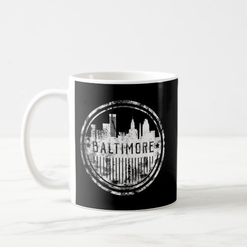 Baltimore Grunge Skyline Mens Womans Coffee Mug