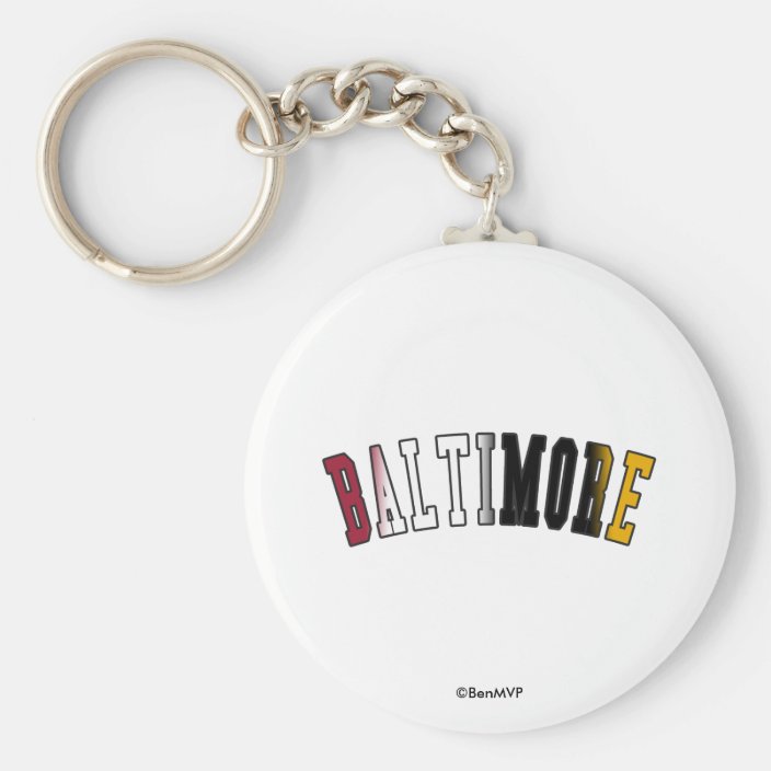 Baltimore in Maryland State Flag Colors Keychain